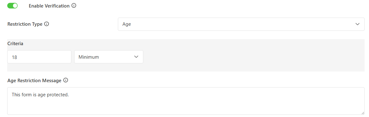 Set age verification requirements