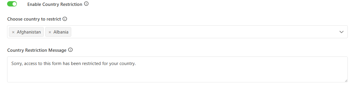 Select countries to block or allow access