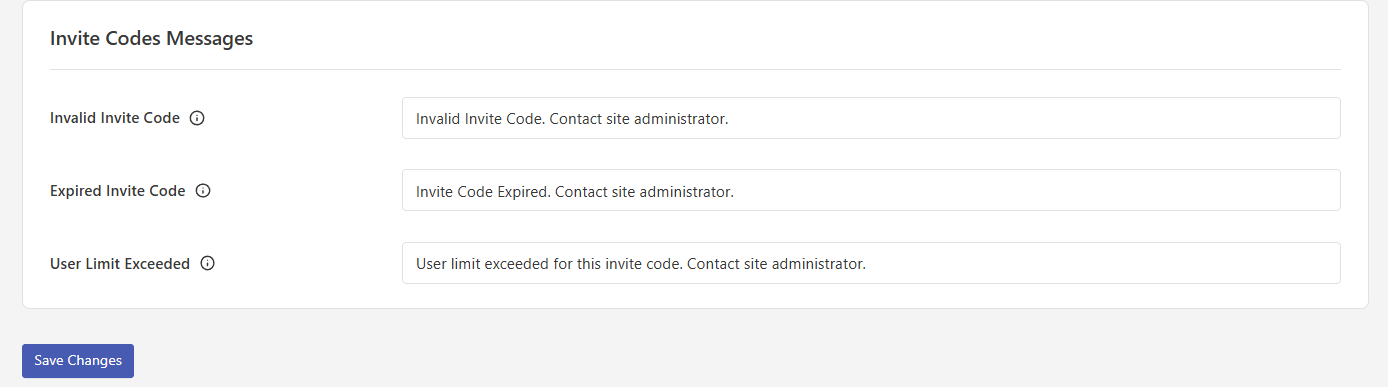 Invite codes message customization