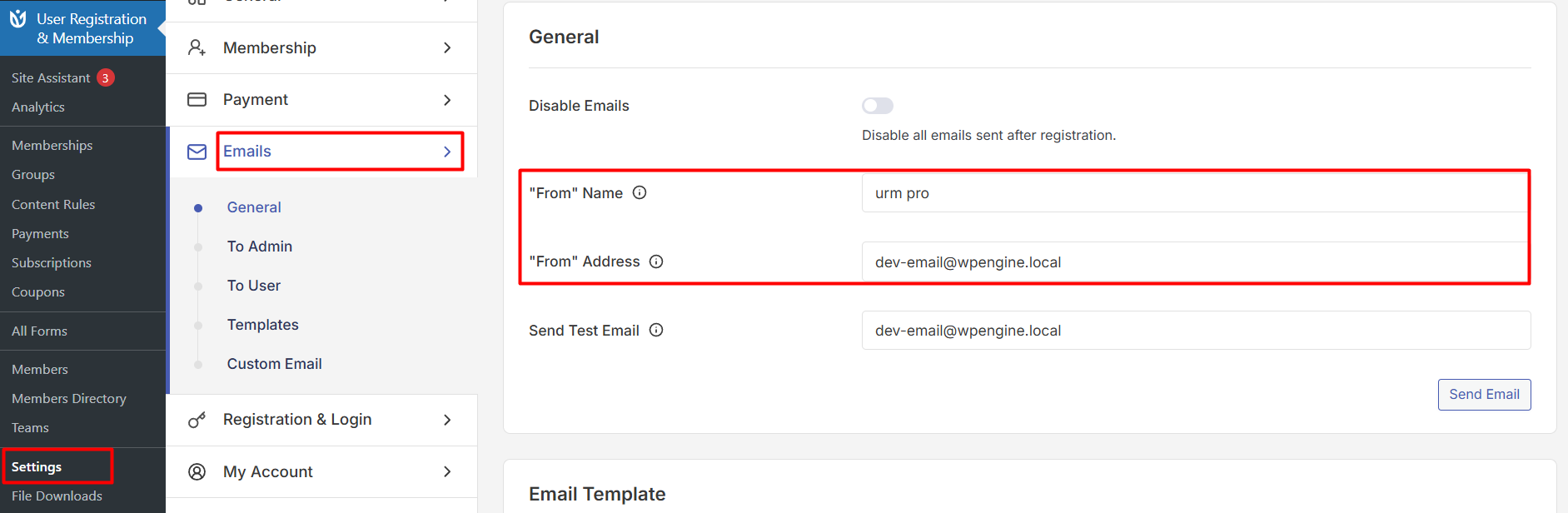 email sender option