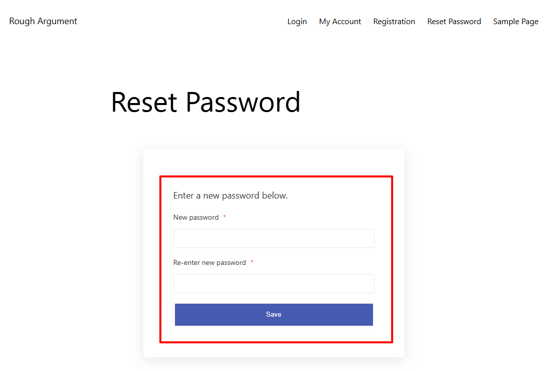 Reset Password Form