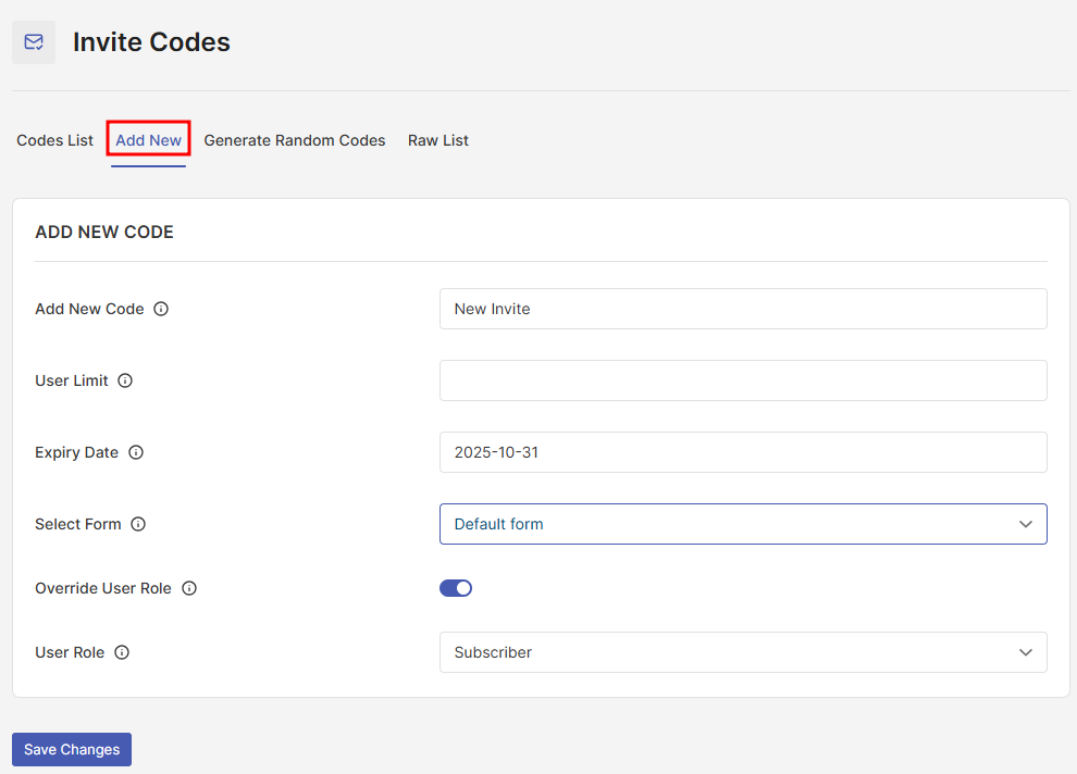add new codes