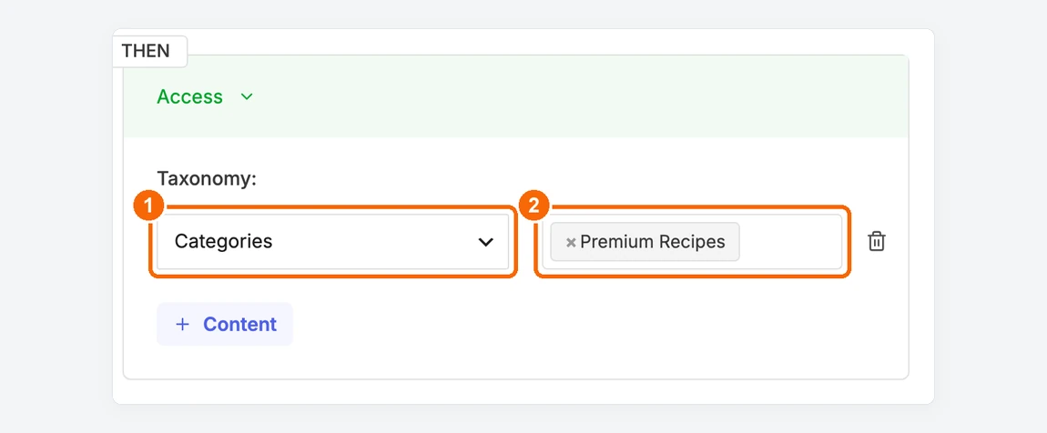 Taxonomy target restricting the Premium Recipes category